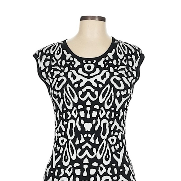 Felicity & Coco Abstract Animal Print Stretchy Bodycon Knit Midi Dress Size L - Picture 3 of 9